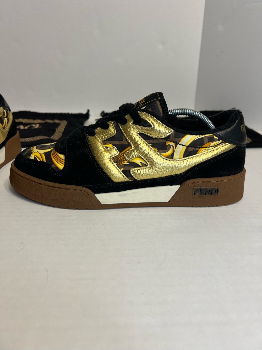 Fendi x Versace "Fendace" Match Sneakers Black/Gold 7E1538 Size 6‎ (US 7)